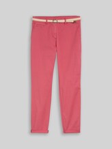 TOM TAILOR Damen Slim Chino Hose mit Gürtel, rot, Uni, Gr. 44/32