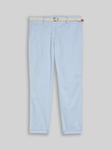 TOM TAILOR Damen Slim Chino Hose mit Gürtel, blau, Uni, Gr. 38/30