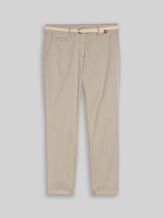 TOM TAILOR Damen Slim Chino Hose mit Gürtel, grau, Uni, Gr. 44/32