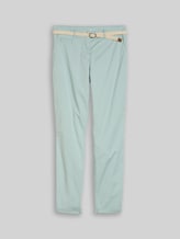 TOM TAILOR Damen Slim Chino Hose mit Gürtel, blau, Uni, Gr. 34/30