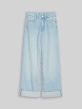 TOM TAILOR Mädchen Wide Leg Jeans mit Turn-up, blau, Uni, Gr. 170