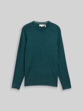 TOM TAILOR Herren Basic Strickpullover mit Rundhalsausschnitt, grün, Meliert, Gr. XXL