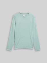 TOM TAILOR Herren Basic Strickpullover mit Rundhalsausschnitt, grün, Meliert, Gr. XL
