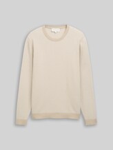 TOM TAILOR Herren Strickpullover aus Baumwolle, beige, Gestreift, Gr. XL
