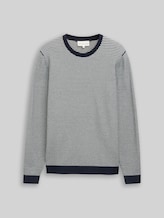 TOM TAILOR Herren Strickpullover aus Baumwolle, blau, Gestreift, Gr. XXL