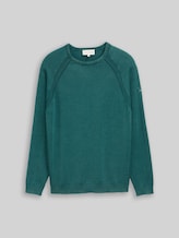 TOM TAILOR Herren Strickpullover aus Baumwolle, grün, Uni, Gr. L