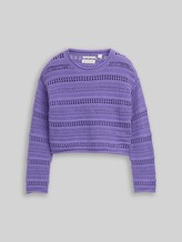 TOM TAILOR Mädchen Cropped Strickpullover mit Streifenmuster, lila, Uni, Gr. 176