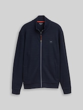 TOM TAILOR Herren Sweatjacke mit Logo-Badge, blau, Uni, Gr. S