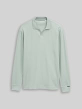 TOM TAILOR Herren Langarm Poloshirt mit Waffelstruktur, grün, Uni, Gr. XXXL