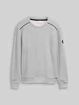 TOM TAILOR Herren Sweatshirt mit Logo-Badge, weiß, Meliert, Gr. XXL