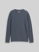 TOM TAILOR DENIM Herren Langarmshirt aus Baumwolle, grau, Uni, Gr. XXL