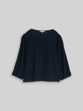 TOM TAILOR DENIM Damen Crinkle Bluse mit Knopfleiste, blau, Uni, Gr. XXL