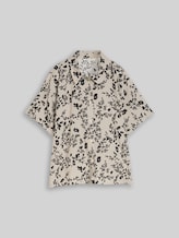 TOM TAILOR DENIM Damen Boxy Fit Bluse mit Leinenanteil, beige, Geblümt, Gr. L