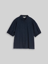 TOM TAILOR DENIM Damen Bluse mit Stickerei, blau, Uni, Gr. XL