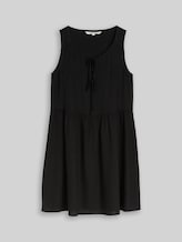 TOM TAILOR DENIM Damen Mini-Kleid mit Leinenanteil, schwarz, Uni, Gr. M