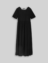TOM TAILOR DENIM Damen Midi-Kleid mit Leinenanteil, schwarz, Uni, Gr. XS