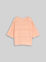 TOM TAILOR DENIM Damen Relaxed Fit Strickpullover mit Lochmuster, orange, Uni, Gr. XXL