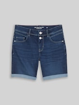 TOM TAILOR Damen TTLENE SLIM Bermuda Jeans Shorts mit hohem Stretch, blau, Uni, Gr. 27