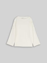 TOM TAILOR Damen Langarmshirt mit Knopf-Details, weiß, Uni, Gr. XS
