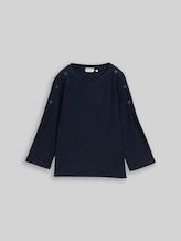 TOM TAILOR Damen Langarmshirt mit Knopf-Details, blau, Uni, Gr. XS