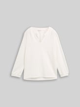 TOM TAILOR Damen Langarmshirt mit Raffungen, weiß, Uni, Gr. XXL