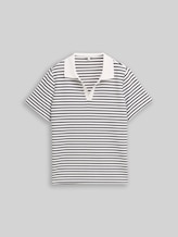 TOM TAILOR Damen Poloshirt mit Streifenmuster, blau, Gestreift, Gr. XS