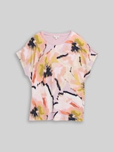 TOM TAILOR Damen T-Shirt im Material-Mix, rosa, Gemustert, Gr. XL