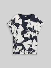 TOM TAILOR Damen T-Shirt im Material-Mix, blau, Gemustert, Gr. XXL