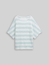 TOM TAILOR Damen Loose Fit T-Shirt mit Fledermausärmeln, blau, Gestreift, Gr. XXL