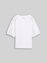 TOM TAILOR Damen T-Shirt mit Lochstickereien, weiß, Uni, Gr. XXL