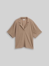 TOM TAILOR Damen Loose Fit T-Shirt mit Reverskragen, braun, Uni, Gr. XL