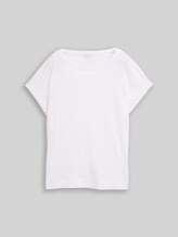 TOM TAILOR Damen Loose Fit T-Shirt mit Leinenanteil, weiß, Uni, Gr. XL