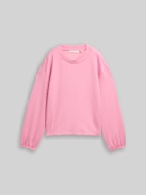 TOM TAILOR DENIM Damen Loose Fit Scuba Langarmshirt, rosa, Uni, Gr. XXL