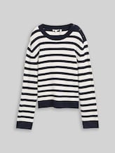 TOM TAILOR Damen Strickpullover mit Streifenmuster, blau, Gestreift, Gr. XXL