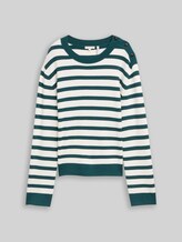 TOM TAILOR Damen Strickpullover mit Streifenmuster, grün, Gestreift, Gr. XXL