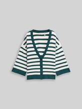 TOM TAILOR Damen Loose Fit Cardigan mit Streifenmuster, grün, Gestreift, Gr. XXL
