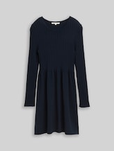 TOM TAILOR DENIM Damen Mini-Kleid mit Rippstruktur, blau, Uni, Gr. XL