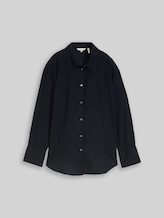 TOM TAILOR Damen Oversize Hemdbluse mit Leinenanteil, blau, Uni, Gr. 36