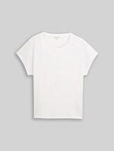 TOM TAILOR Damen T-Shirt im Material-Mix, weiß, Uni, Gr. XL