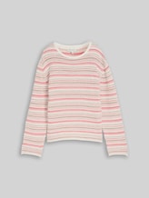 TOM TAILOR Damen Loose Fit Strickpullover mit Streifenmuster, rosa, Gestreift, Gr. XXL