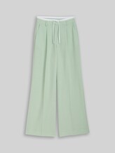TOM TAILOR DENIM Damen Wide Leg Hose im 2-in-1-Look, grün, Uni, Gr. XXL