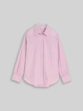 TOM TAILOR DENIM Damen Oversize Hemdbluse mit Streifenmuster, rosa, Gestreift, Gr. XL