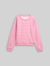 TOM TAILOR DENIM Damen Sweatshirt mit Streifenmuster, rosa, Gestreift, Gr. M