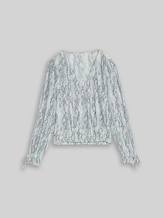 TOM TAILOR DENIM Damen Crinkle Wickelbluse mit Schlangenprint, grau, Animalprint, Gr. XXL