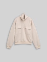 TOM TAILOR DENIM Damen Loose Fit Troyer Sweatshirt aus Scuba, grau, Uni, Gr. XL