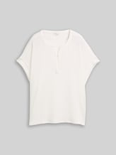TOM TAILOR Damen Crinkle T-Shirt, weiß, Uni, Gr. XXL
