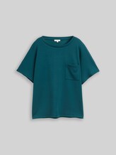 TOM TAILOR Damen Loose Fit Scuba T-Shirt mit Brusttasche, grün, Uni, Gr. S