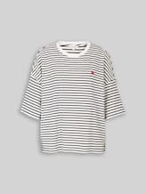 TOM TAILOR Damen Oversize T-Shirt mit Streifenmuster, weiß, Gestreift, Gr. S