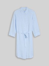 TOM TAILOR Damen Plus Size - Blusenkleid mit Leinenanteil, blau, Gestreift, Gr. 46