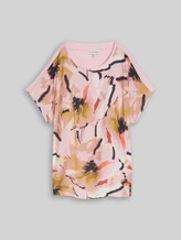 TOM TAILOR Damen Plus Size - T-Shirt im Material-Mix, rosa, Geblümt, Gr. 46